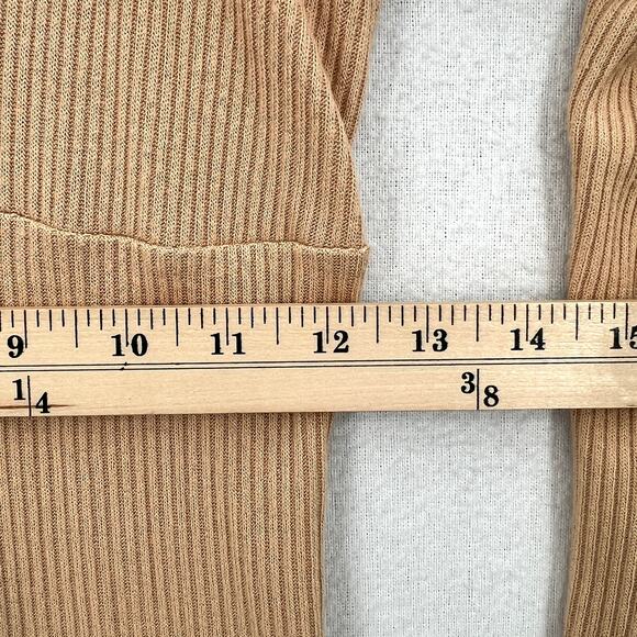 FAVORITE DAUGHTER Kate Ribbed Bustier Knit Top Womens S Tan V Neck Long Sleeve - Picture 13 of 14
